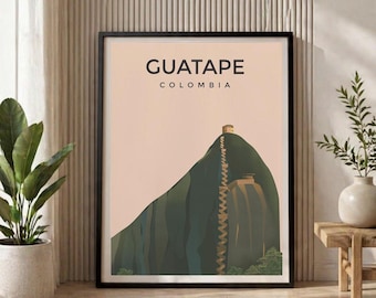 Guatape Colombia Vintage Travel Poster | Matte Paper Wall Art