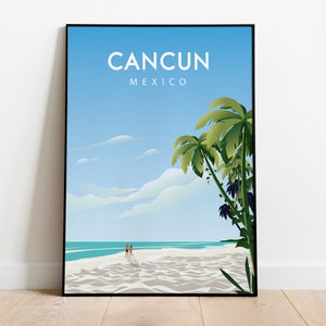Cartel de viaje de Cancún México Impresión de Cancún, Impresión de viaje de Cancún, Cartel de Cancún, Arte de pared de Cancún, Impresión de México, Tamaño de archivo digital 16x20 pulgadas