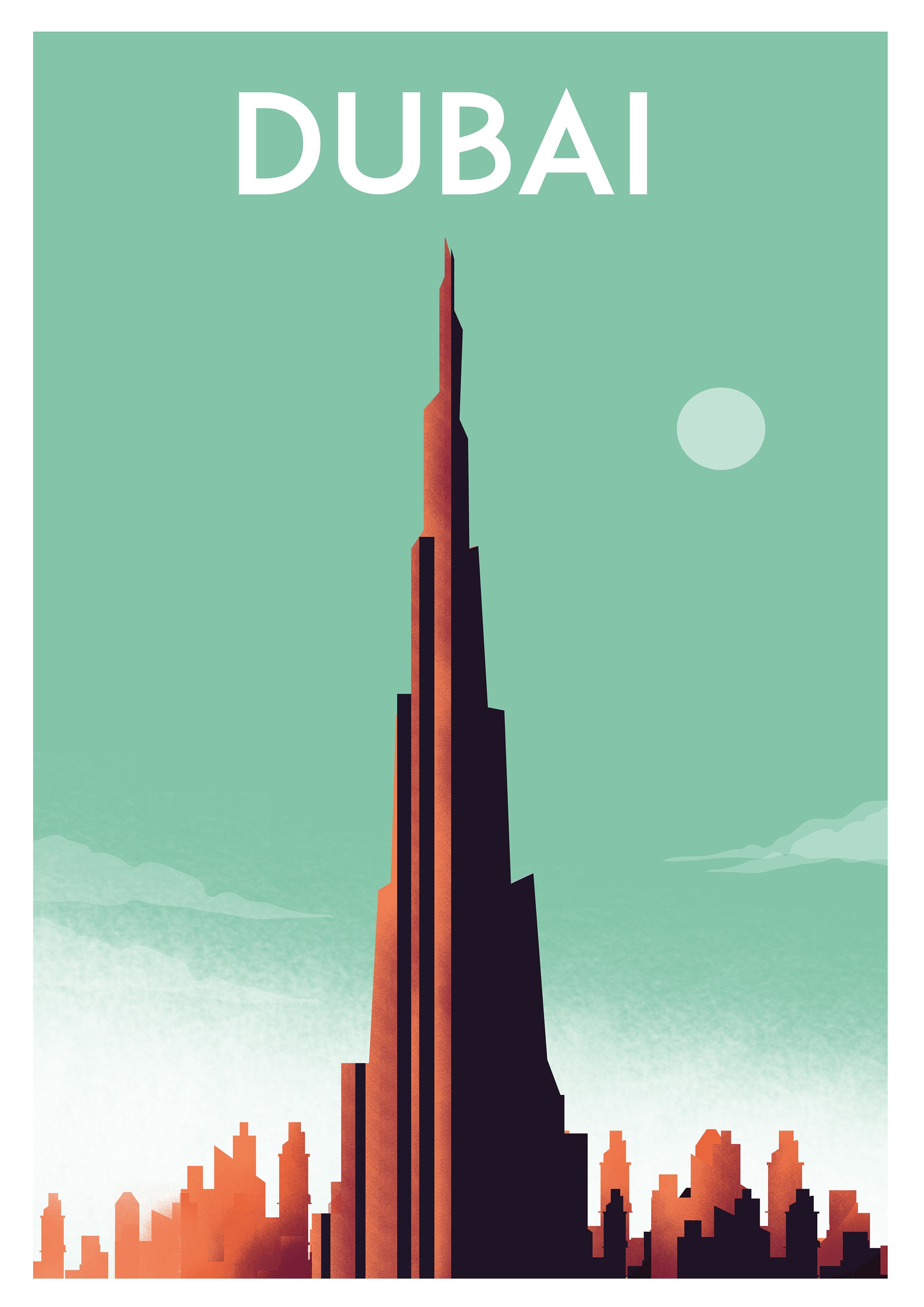 Dubai Vintage Travel Poster Enhanced Matte Paper Perfect Etsy