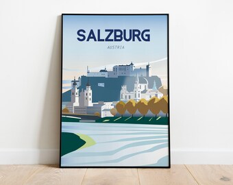 Salzburg Austria l Poster Travel Poster Sizes: (inches) 8x10 12x16 18x24 24x36
