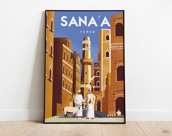 Sanaa Yemen travel poster Digital print size 18x24 inches