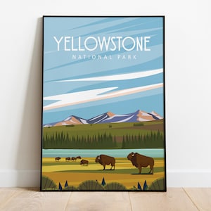 Poster di viaggio del parco nazionale di Yellowstone poster vintage usa