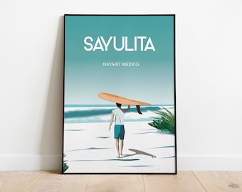 Sayulita Mexico  Vintage Travel Poster, Instant Digital Download JPEG File  | Size 11X17  Inches