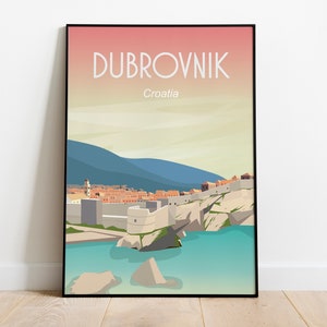 Dubrovnik Croatia travel poster dubrovnik old city. travel print Ditigal File Size 18x24 inches