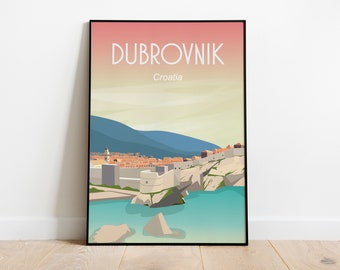 Dubrovnik Croatia travel poster dubrovnik old city. travel print Ditigal File Size 18x24 inches
