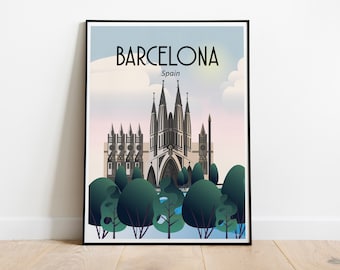 Barcelona Spain Travel Poster, Print,  Poster,Home Deco  12x18 inches    Digital Download