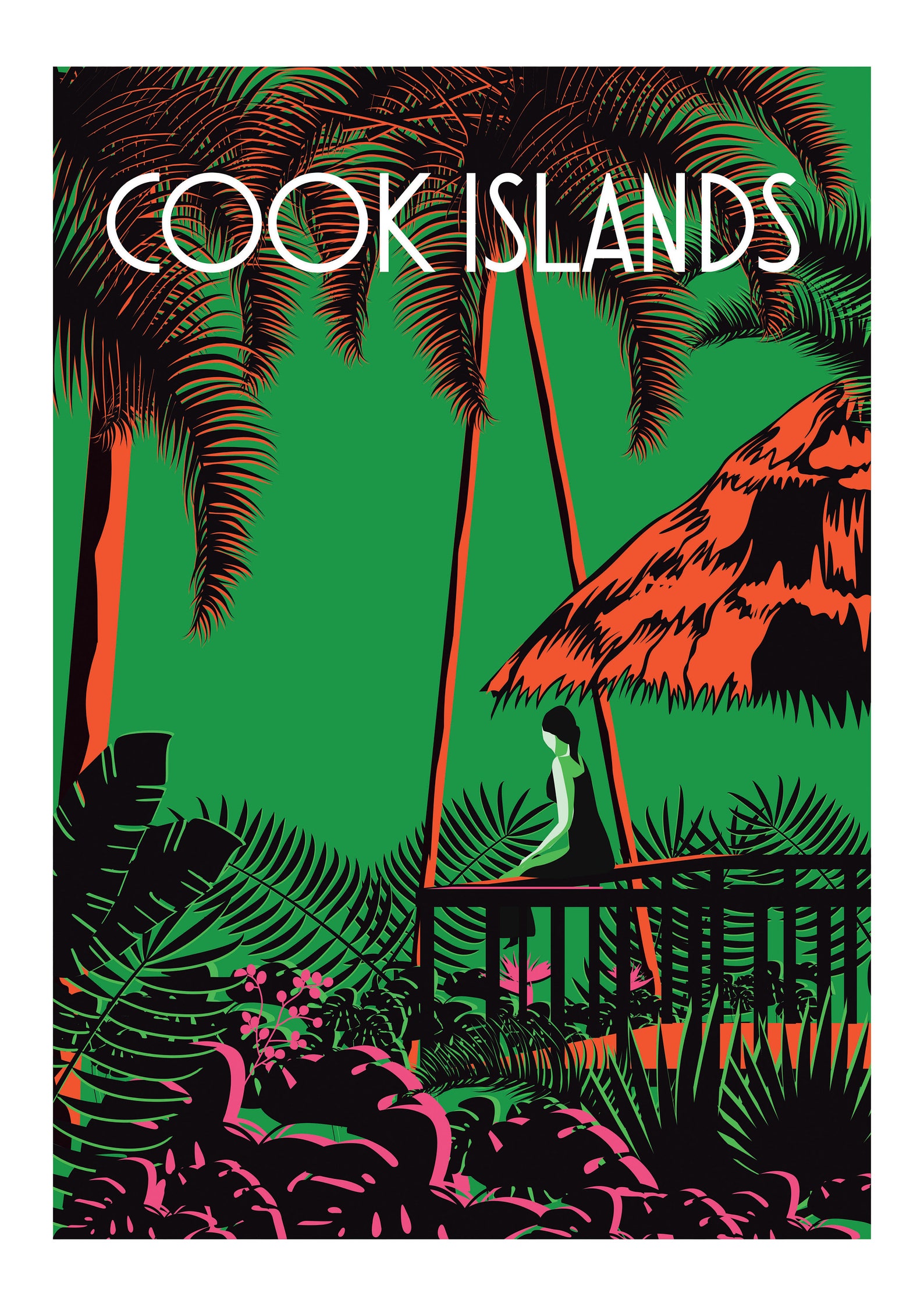 cook islands vintage travel poster