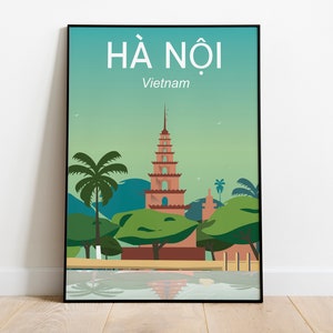 HANOI  print  Vietnam art print | Travel Poster insta download Print Wall Hanging Instant Digital Download 24x36 Inches