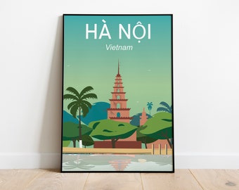 HANOI  print  Vietnam art print | Travel Poster insta download Print Wall Hanging Instant Digital Download 24x36 Inches