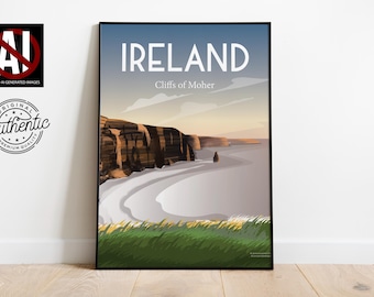 Ireland Poster - Vintage Travel Poster - Minimalist Art Prints Cliffs of Moher  Printable Wall Art, Instant Digital Download 16x20 inches