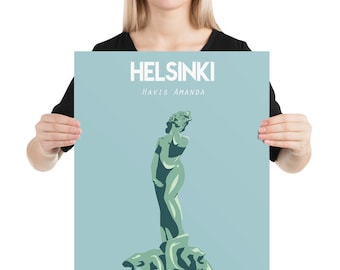 Helsinki havis amanda vintage travel poster wall art print Tamaños: (pulgadas) 8x10 12x16 16x20 18x24 24x36