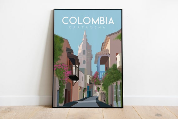 Colombia cartagena travel poster wall art South America  Travel Poster, (inches) 8x10 12x16 18x24 24x36