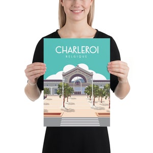 Charleroi Station Belgium travel poster size 12x18 inches