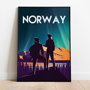 Norway travel poster northern lights travel poster City Art Cityscape Poster Sizes: (inches) 8x10 12x16 12×18 16×20 18x24 24x36