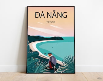 Da Nang Vietnam Travel Poster Printable Wall Art, Instant Digital Download 16x20  inches