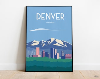 Denver Colorado Travel Poster | Printable Wall Art | 12x16 Instant Digital Download | Colorado Mountain City Skyline Art Print | Home Decor