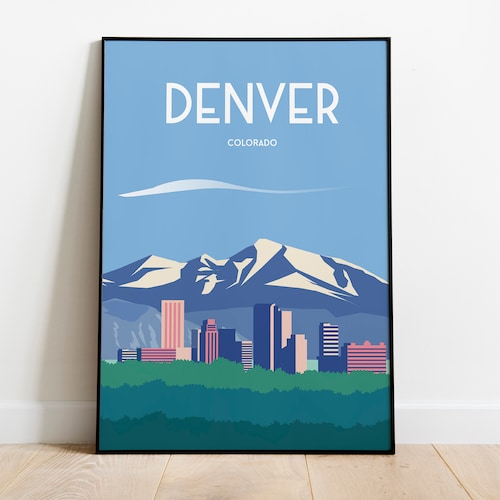 Denver Colorado Poster art Print Travel Poster Printable Etsy