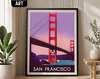 Golden Gate Bridge Vintage Travel Poster | San Francisco Wall Art