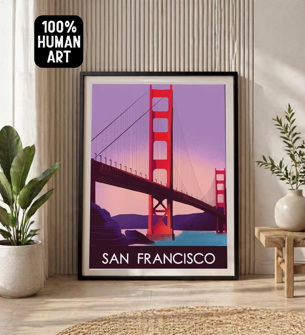 Golden Gate Bridge Vintage Travel Poster | San Francisco Wall Art