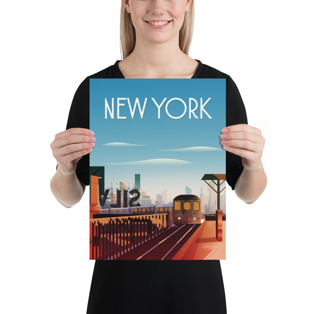 New York City Travel Poster Printable Wall Art Travel Poster | Etsy