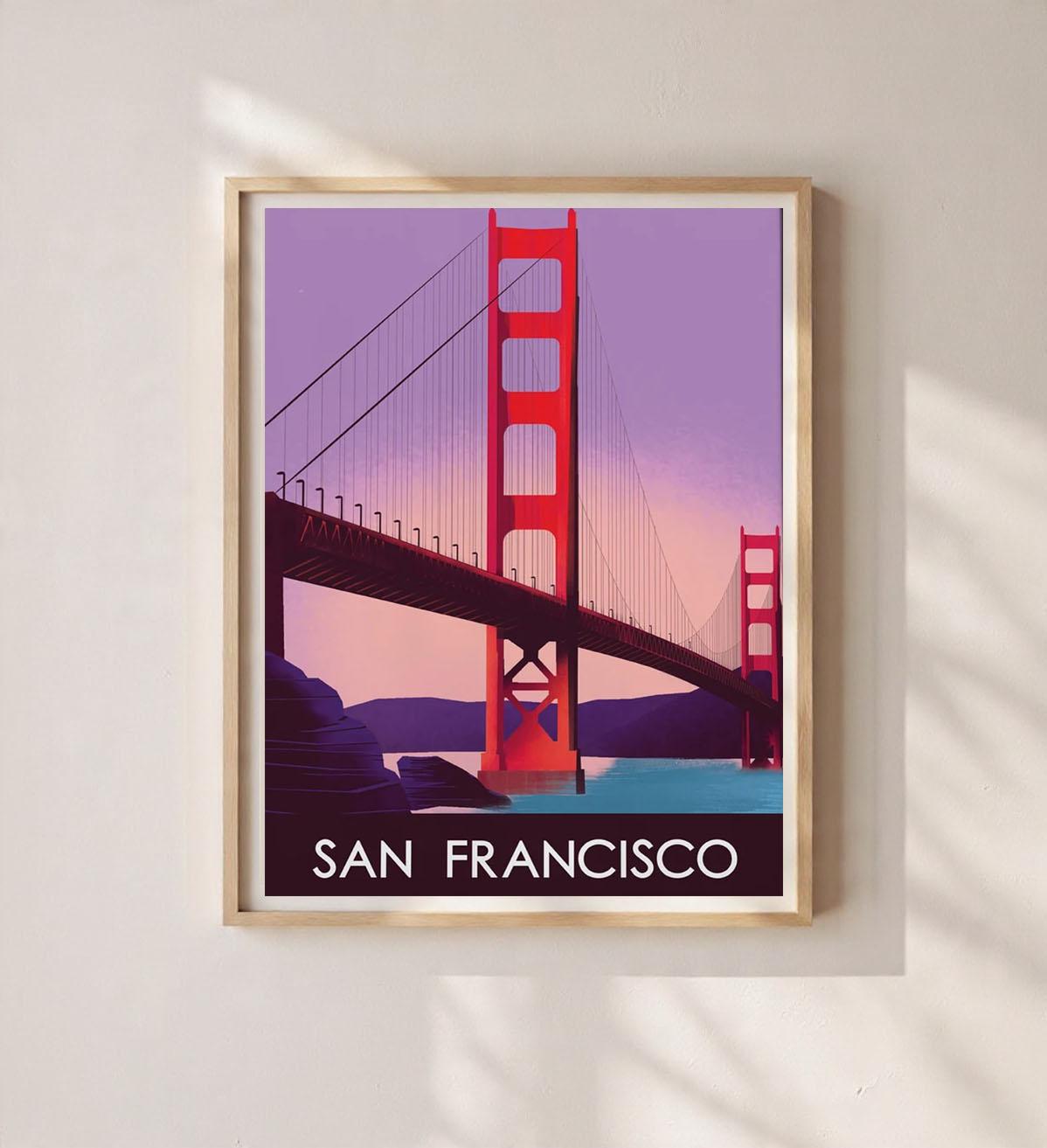 Golden Gate Bridge Vintage Travel Poster | San Francisco Wall Art