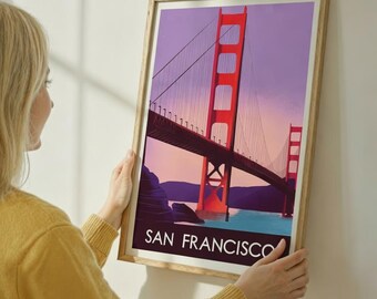 Golden Gate Bridge Vintage Travel Poster | San Francisco Wall Art