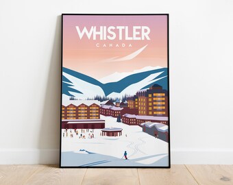 Whistler Canada Whistler  - British Columbia mountain poster Canada Travel Poster, Mountain Longhorn Saloon  16x20 inches Digital print