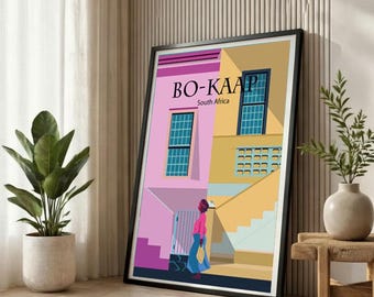 Bo-kaap South Africa Vintage Travel Poster | Matte Paper Wall Art