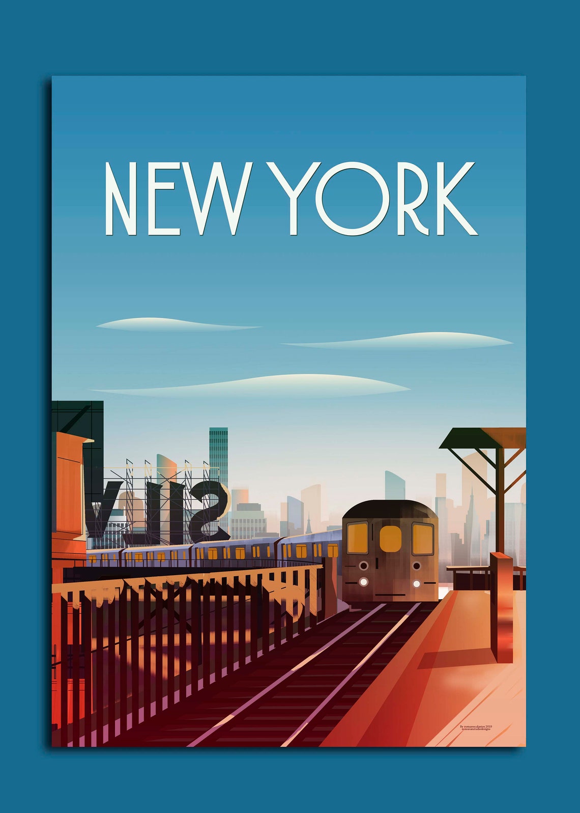 New York City Travel Poster Printable Wall Art Instant | Etsy