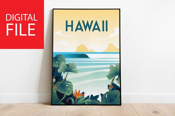 Hawaii Poster Hawaii Wall Art Hawaii Print Hawaii Art Etsy
