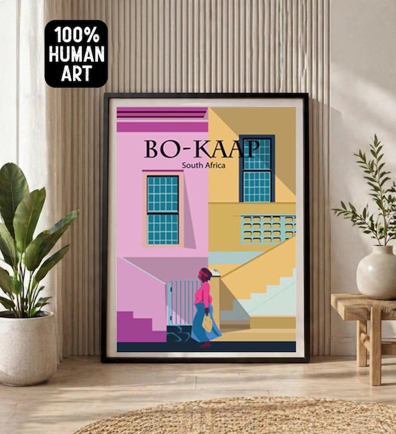 Bo-kaap South Africa Vintage Travel Poster | Matte Paper Wall Art
