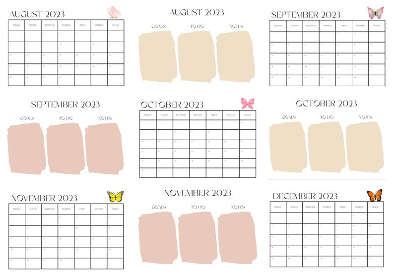 April 2023 June 2024 Calender Printable Desk Calender Etsy UK