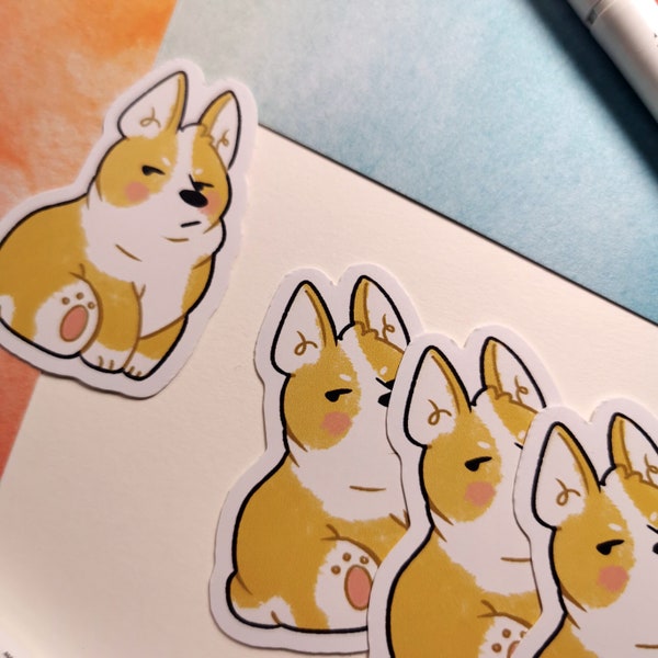 Corgi Sticker, Waterproof, Laptop Sticker, 2.5 inch, Vinyl Sticker, Stocking filler, Cute gaming, Funny Sticker, Corgi Gifts, Dog Gifts