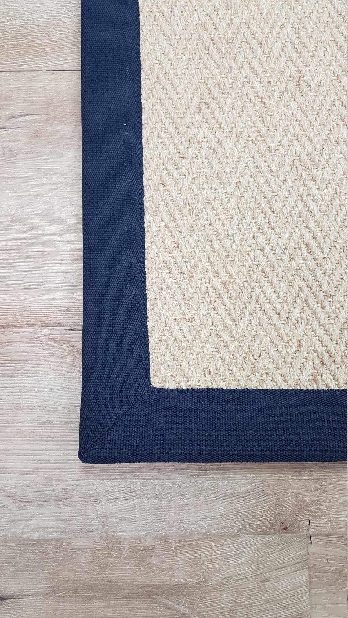 Wool Herringbone Rug runner 120cm x 179cm Cotton Grey Border Etsy