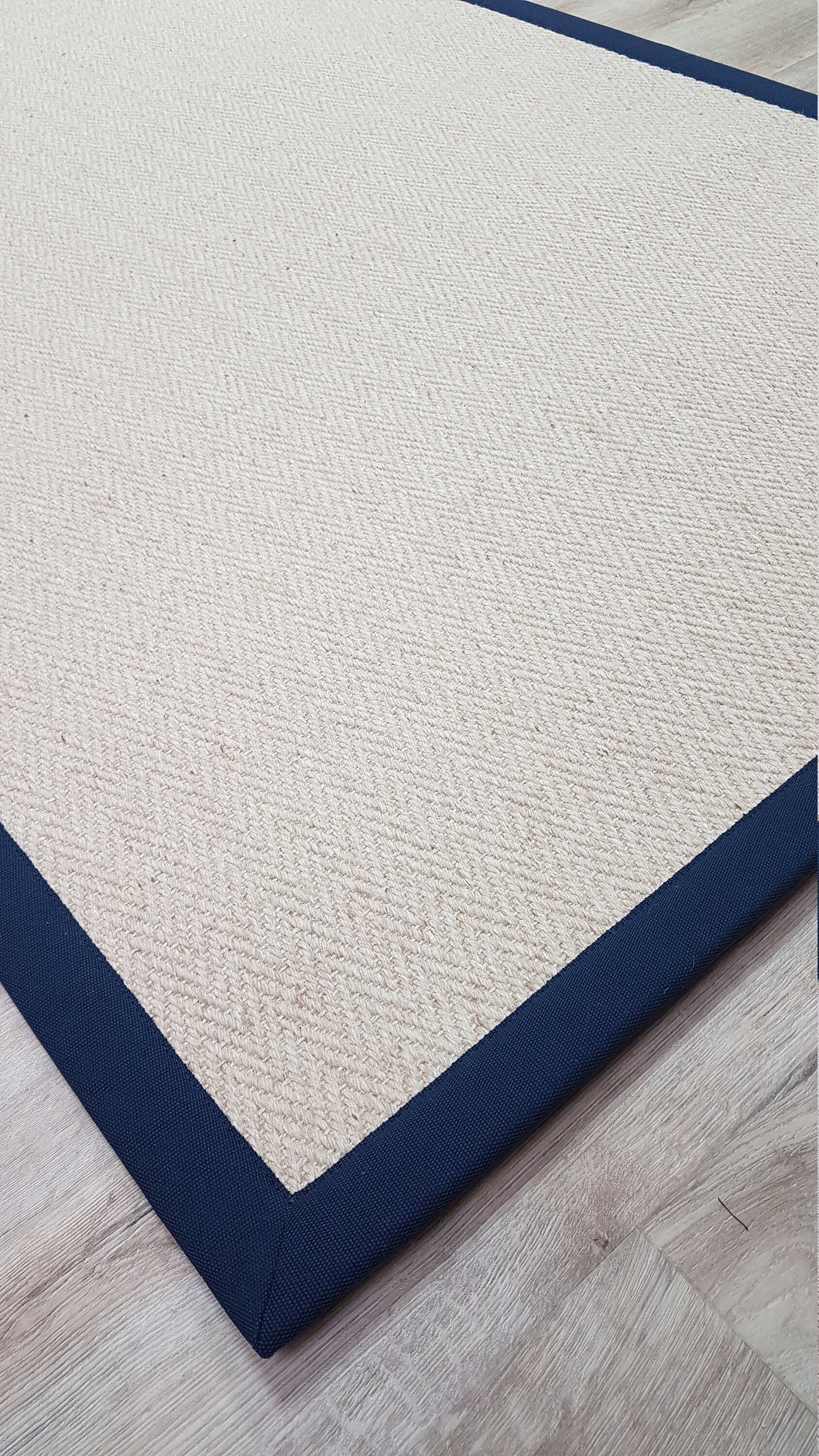 Wool Herringbone Rug runner 120cm x 179cm Cotton Grey Border Etsy