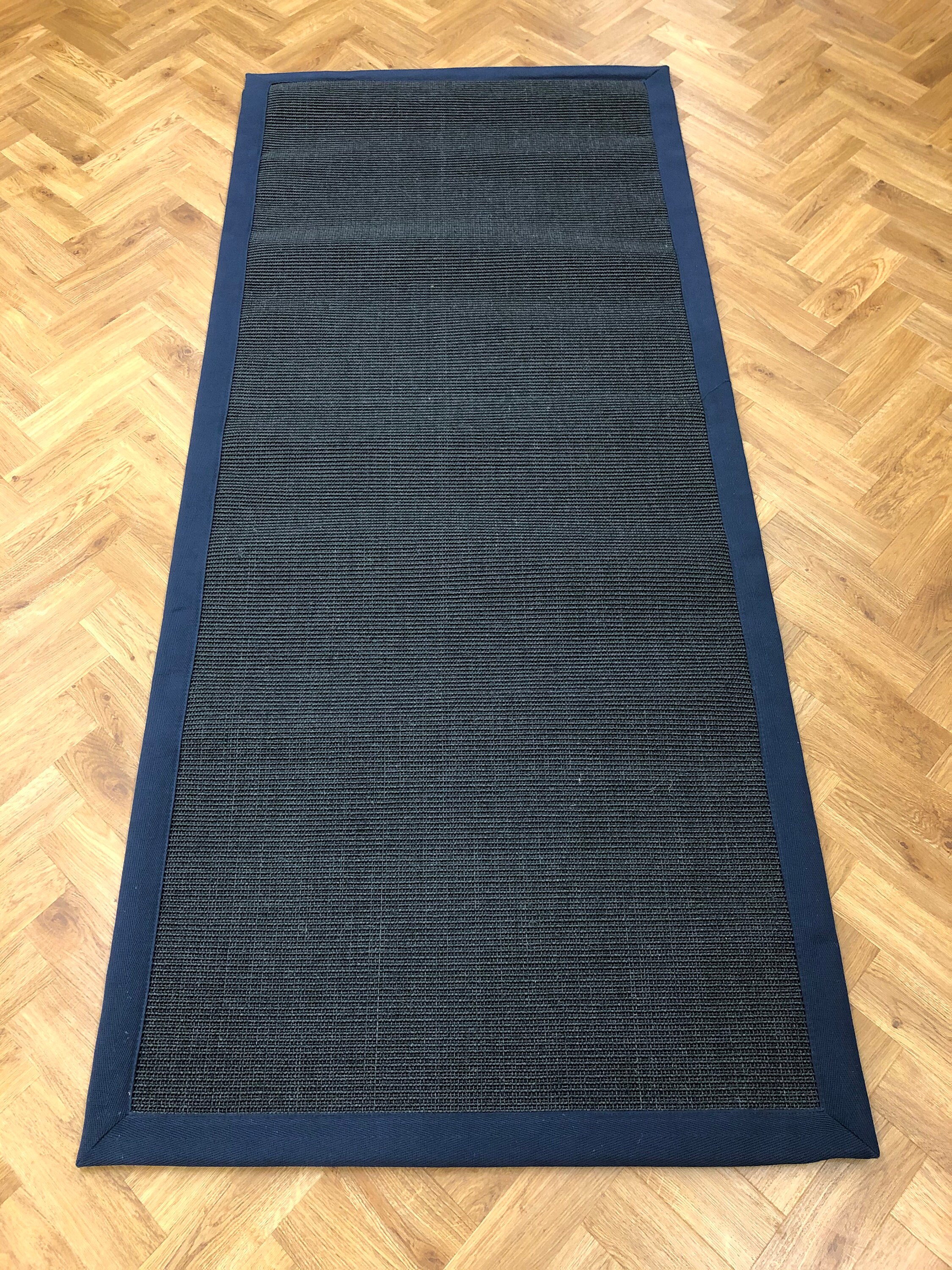 Sisal Rug Navy Chevron Cotton Border 85cm x 200cm. Etsy