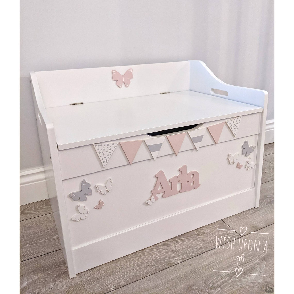 Personalised wooden toy box white wooden nursery toy chest. Etsy