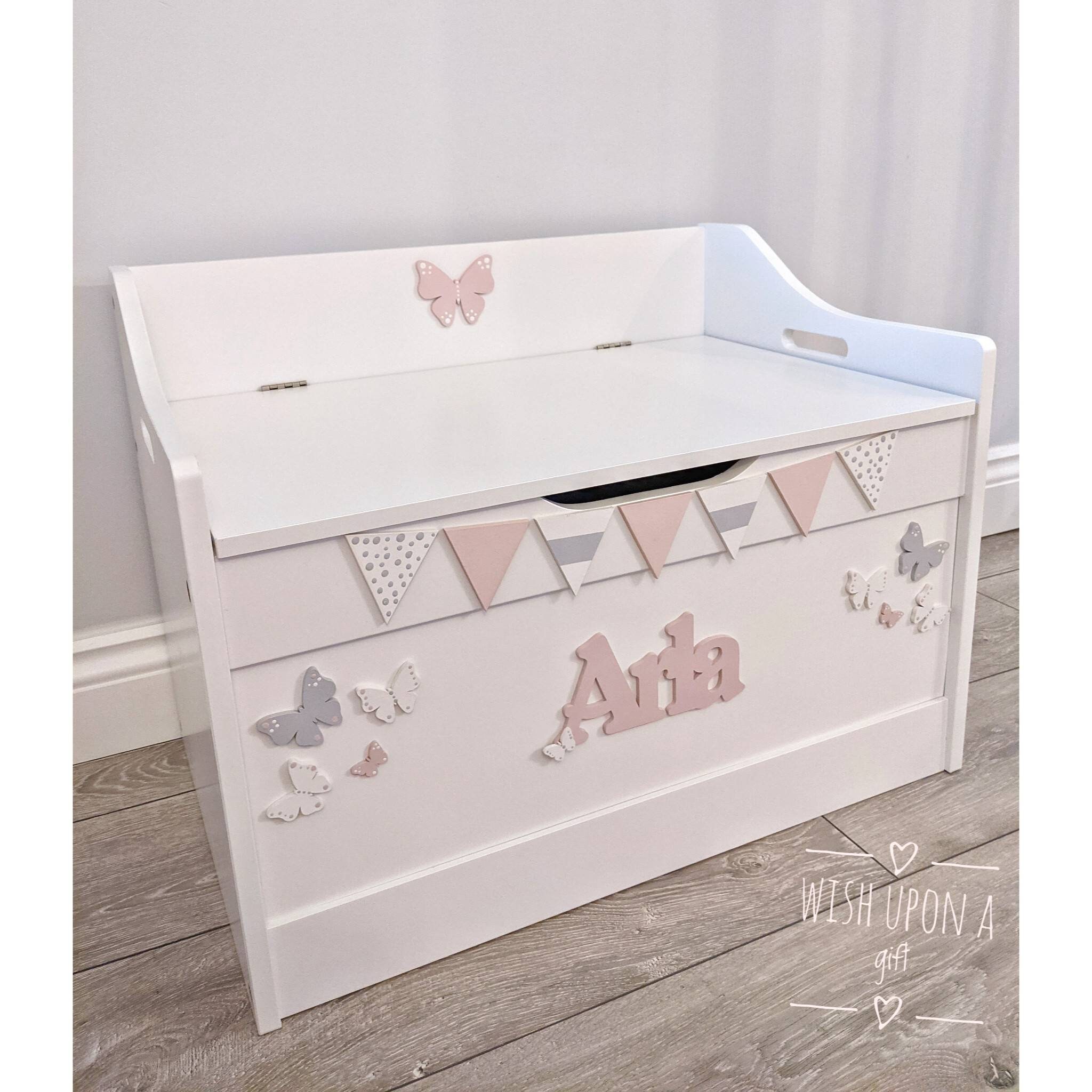 Personalised wooden toy box white wooden nursery toy chest. Etsy