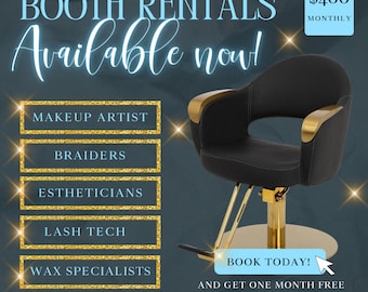 Booth Rentals Flyer, DIY Flyer Template Design, Beautician Flyer, Esthetician Flyer, Salon Booth For Rent Flyer, Premade Chair Rental Flyer