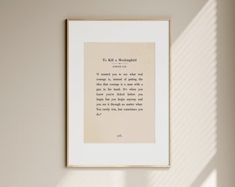 To Kill a Mockingbird Printable Wall Art, Book Quote Print, Quote Print, Book Page Print, Vintage To Kill a Mockingbird, Harper Lee Quotes