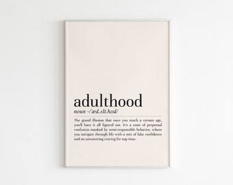 Volwassenheid definitie print, volwassenheid kunst aan de muur, definitie print, volwassenheid poster, minimalistische muur kunst, afdrukbare kunst, digitale download