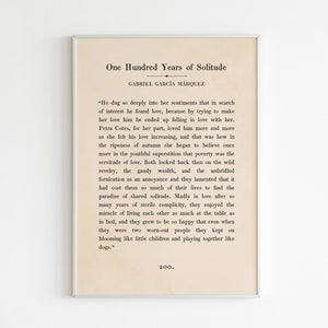 One Hundred Years of Solitude Printable Wall Art, Book Quote Print, Quote Print, Book Page Print, Vintage One Hundred Years of Solitude