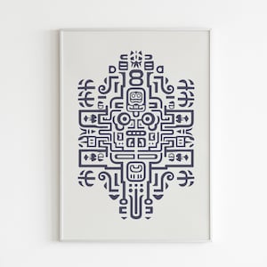 Mayan Gliphs Print | Mayan Wall Art | Mayan Art Print | Mayan Print | Mayan Gliphs Print | Mayan Decor | Beige | Pastel Colors