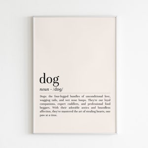 Dog definition print, Dog wall art, definition print, Dog poster, minimalist wall art, printable wall art, digital download