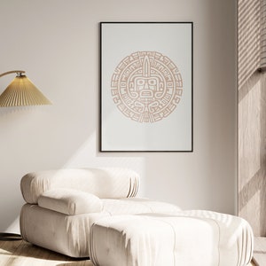 Mayan Gliphs Print | Mayan Wall Art | Mayan Art Print | Mayan Print | Mayan Gliphs Print | Mayan Decor | Beige | Pastel Colors