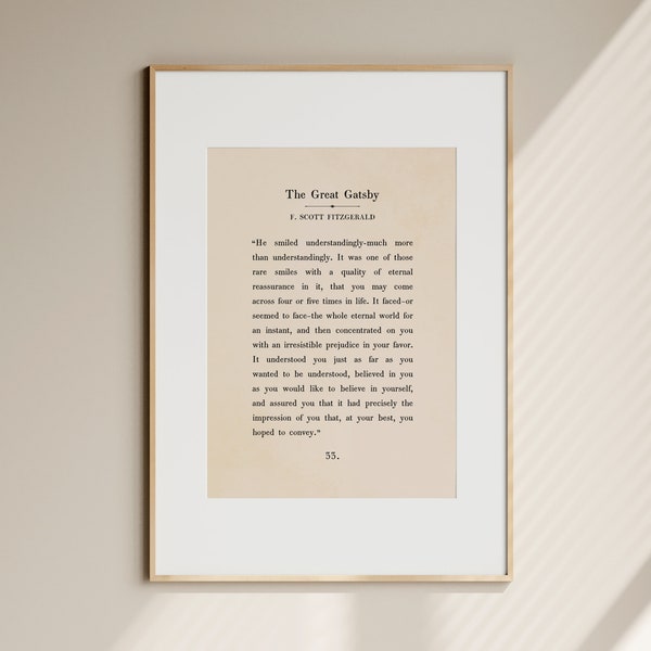 Great Gatsby Quote Etsy UK