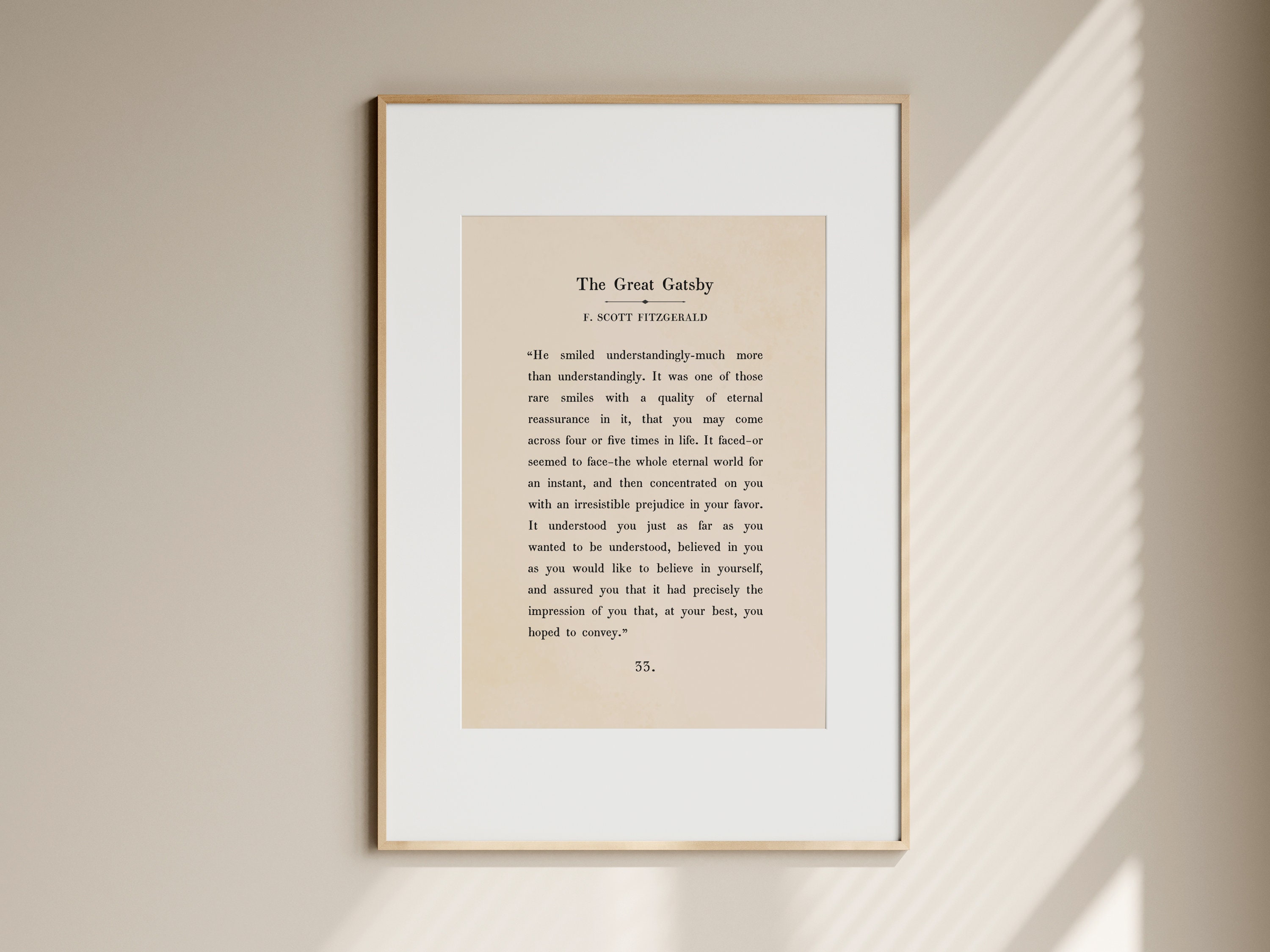 The Great Gatsby Printable Wall Art, Book Quote Print, The Great Gatsby Quote Print, Book Page Print, Vintage The Great Gatsby