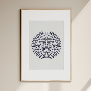 Mayan Gliphs Print | Mayan Wall Art | Mayan Art Print | Mayan Print | Mayan Gliphs Print | Mayan Decor | Beige | Pastel Colors