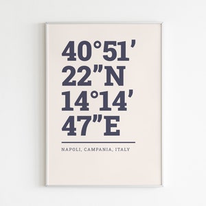 Napoli Wall Art, World Cities Print, Coordinates Print, Napoli Poster, Minimalist Wall Art, City Coordinates, Digital Download