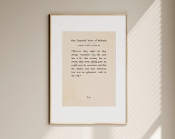 Cien años de soledad libro cita arte, arte de pared imprimible, impresión de citas, impresión de página de libro, vintage cien años de soledad